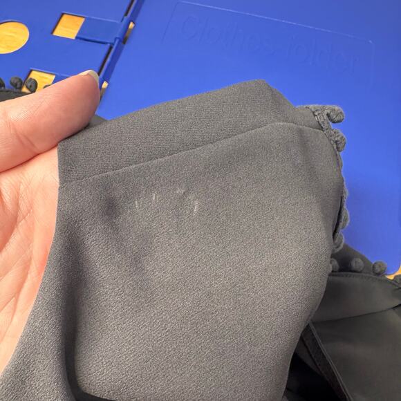 Gat Rimon Swing Dress Gray Neutral Mini PomPom Party Date Night Boho Size 4 - Picture 9 of 10